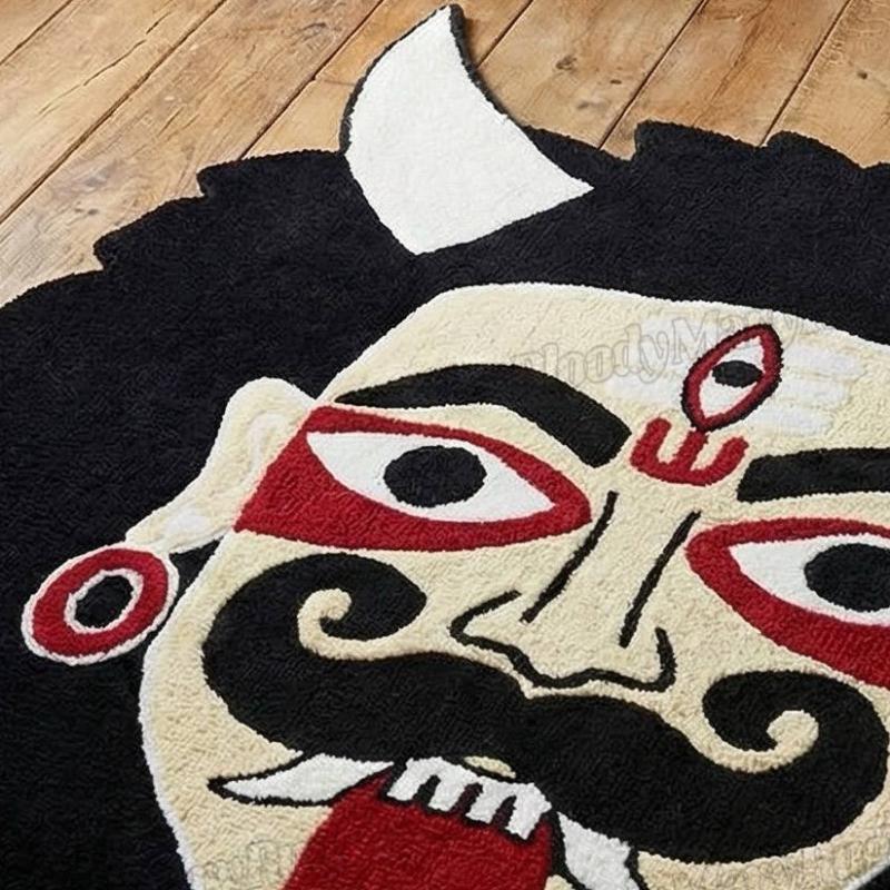 Handmade Bold Evil Eye Face Rug