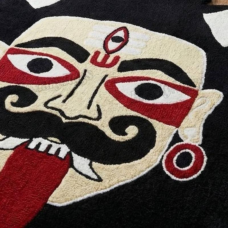 Handmade Bold Evil Eye Face Rug