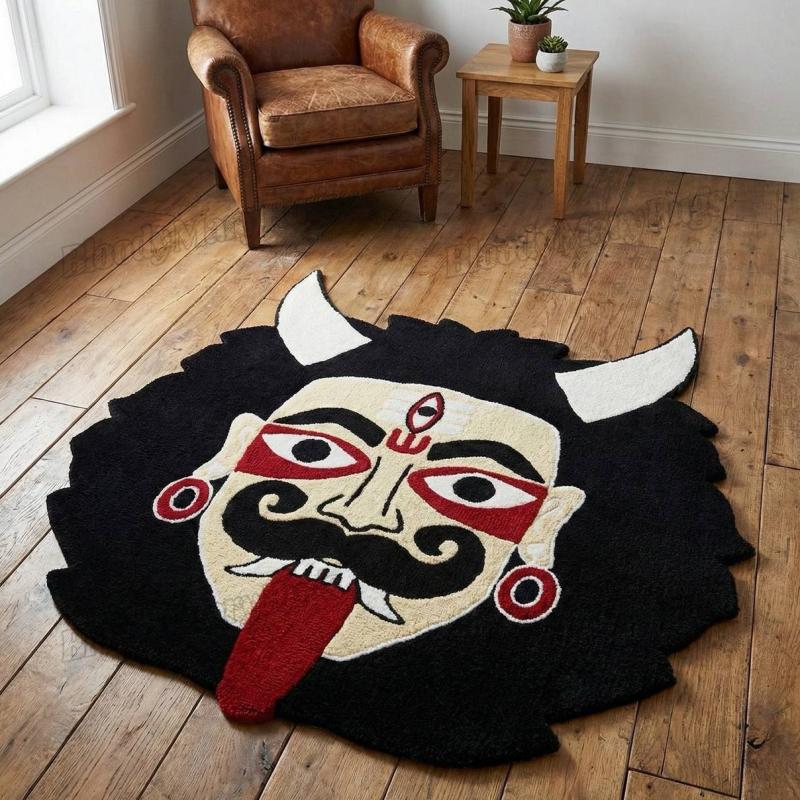 Handmade Bold Evil Eye Face Rug