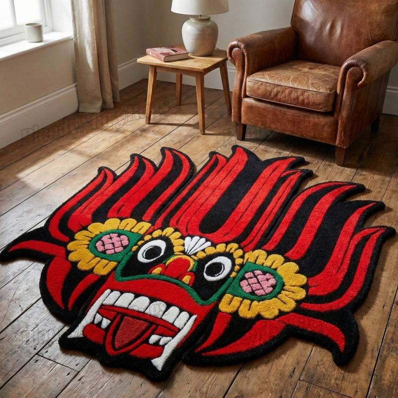 Red Fire Mask Rug