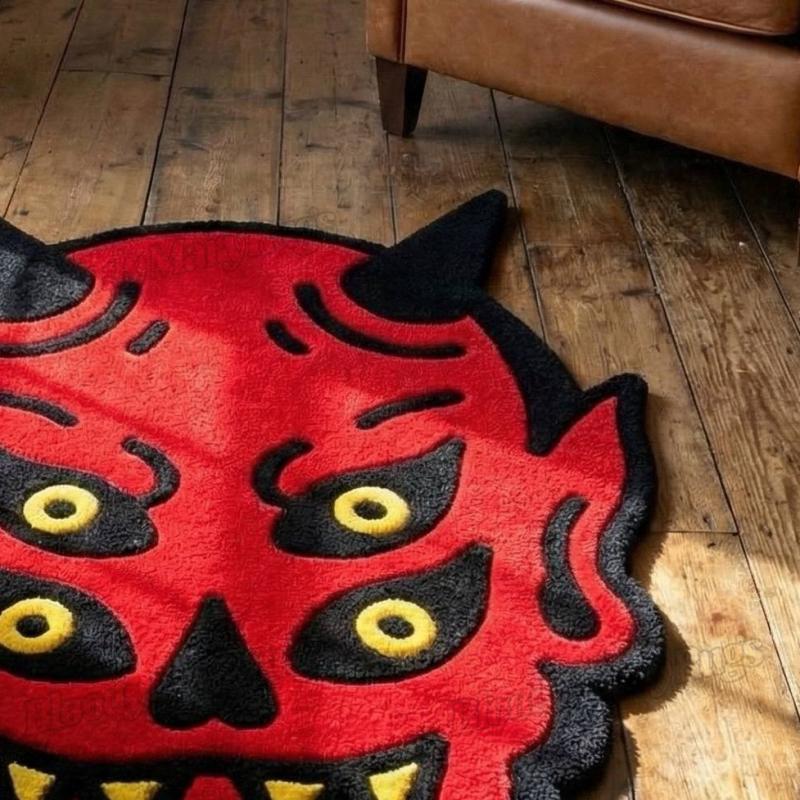 Red Oni Demon Face Rug
