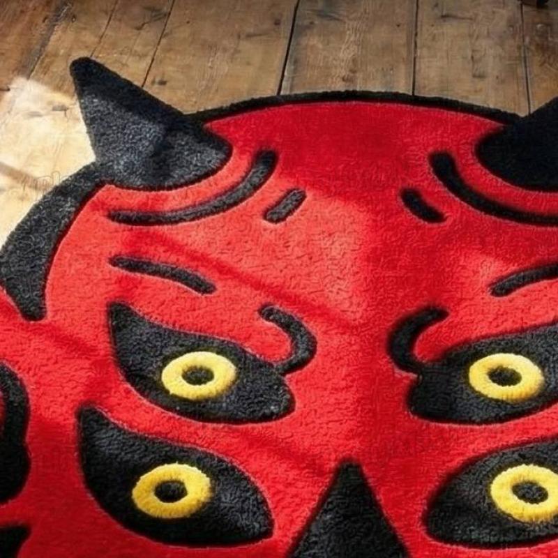 Red Oni Demon Face Rug