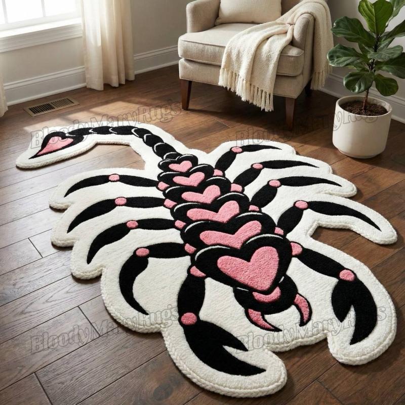 Pink Heart Scorpion Rug