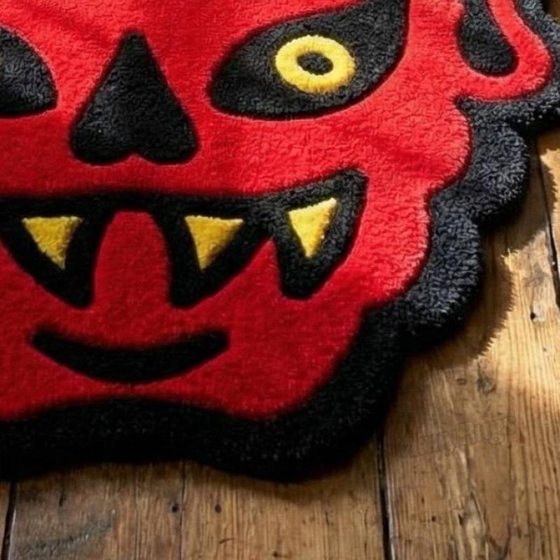 Red Oni Demon Face Rug