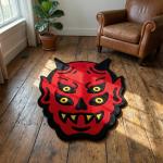 Red Oni Demon Face Rug