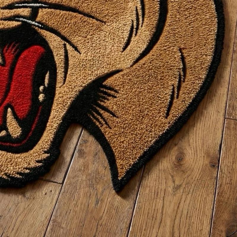 Hand-Knotted Cougar Panther Head Rug