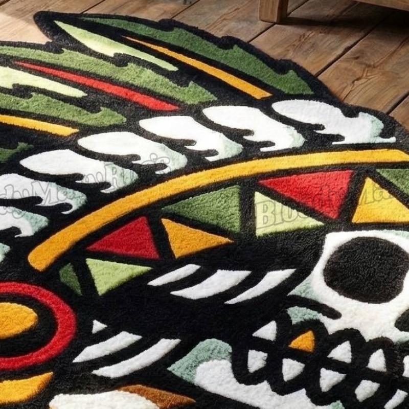 Tribal Skull Chief Tufted Rug