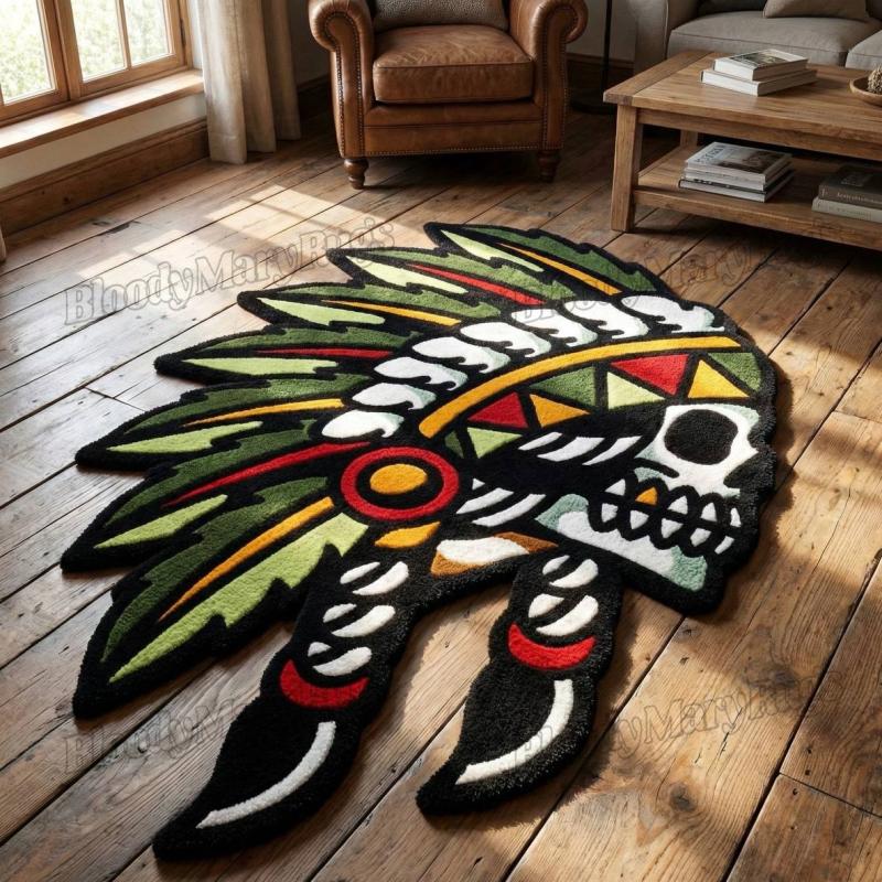 Tribal Skull Chief Tufted Rug