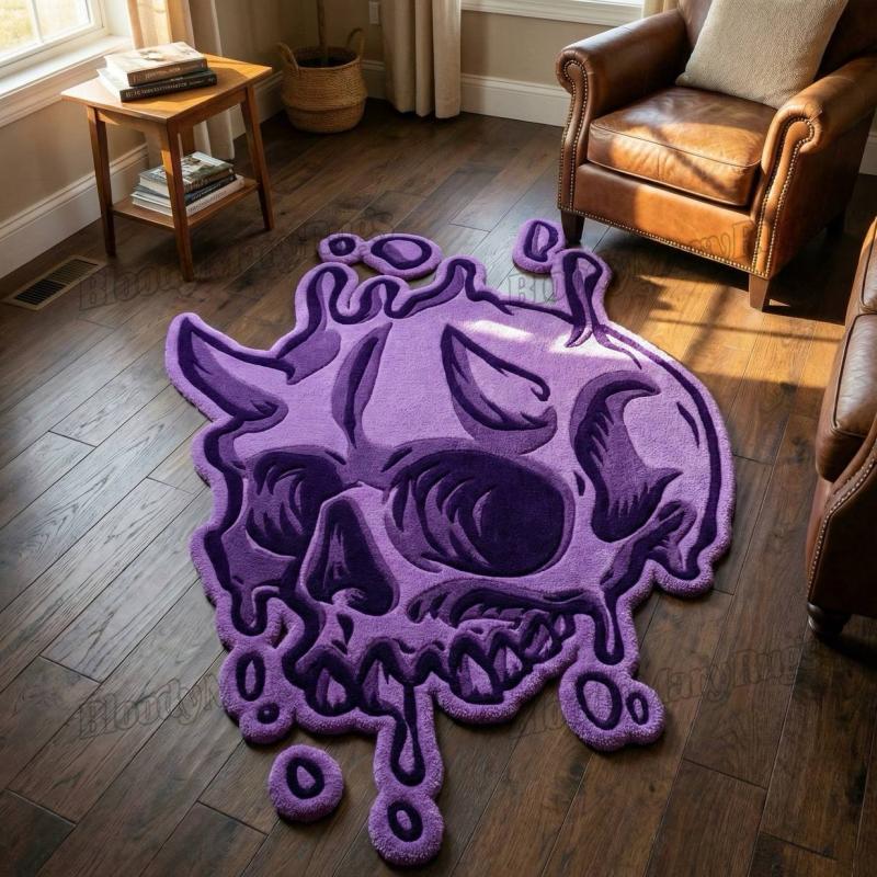 Purple Melting Skull Rug