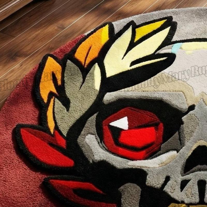Ember Laurel Skull Round Rug