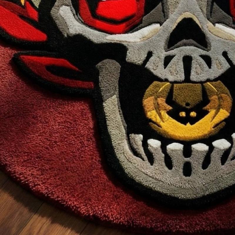 Ember Laurel Skull Round Rug