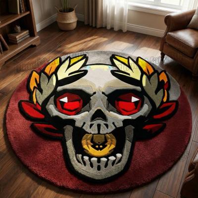 Ember Laurel Skull Round Rug