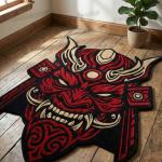 Japanese Oni Demon Mask Rug