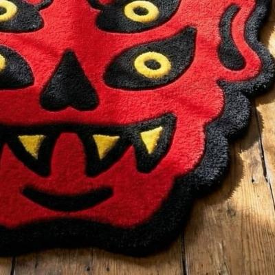 Red Oni Demon Face Rug