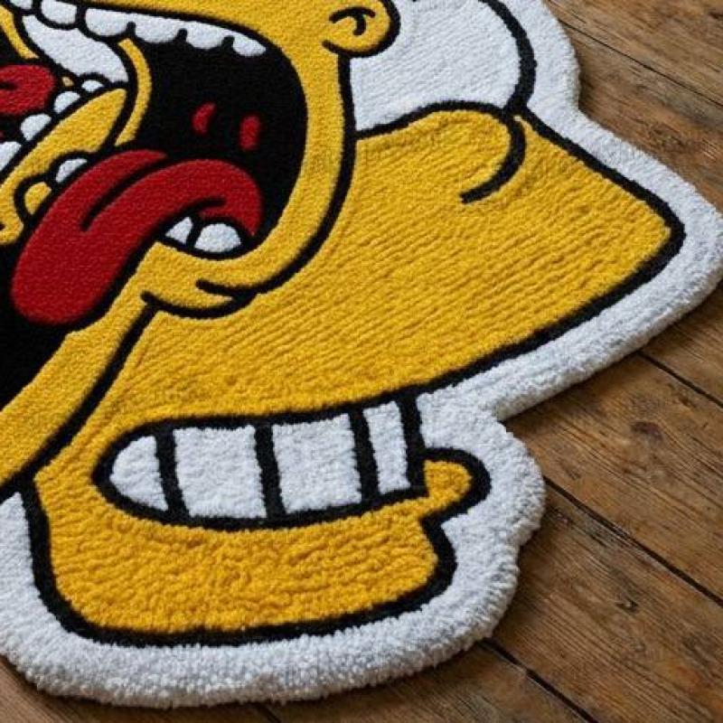 Crazy Cartoon Yellow Face Rug