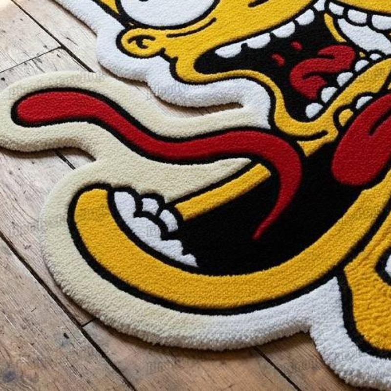 Crazy Cartoon Yellow Face Rug