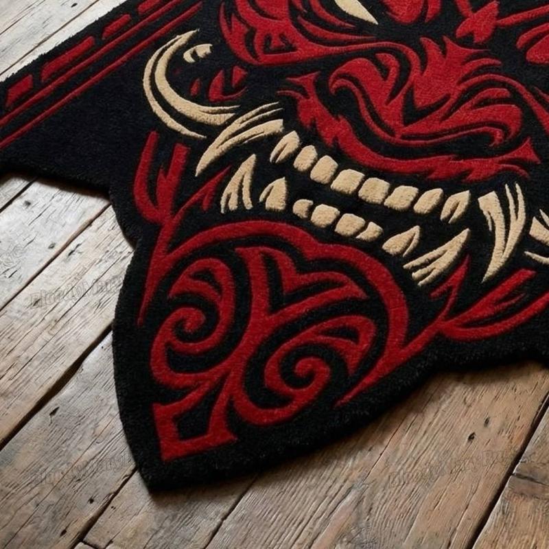 Japanese Oni Demon Mask Rug