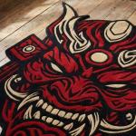 Japanese Oni Demon Mask Rug