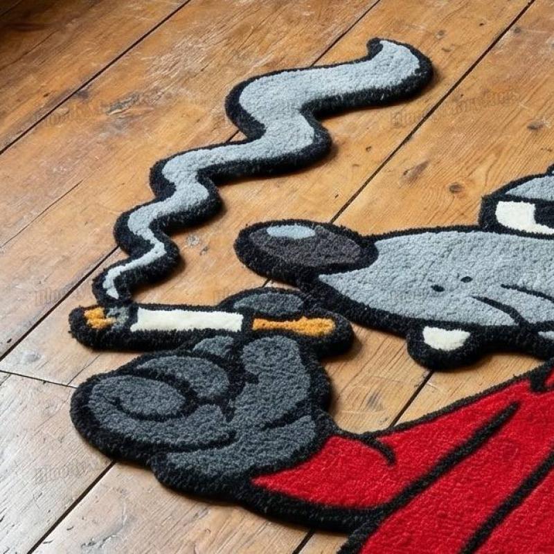Smoking Mouse Red Suit Rug